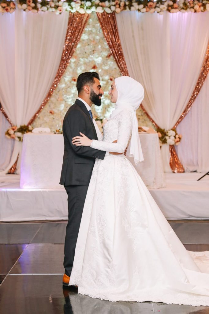 photo of a wedding couple in Calgary who hosted their wedding event at White Diamond Conference Center in downtown Calgary