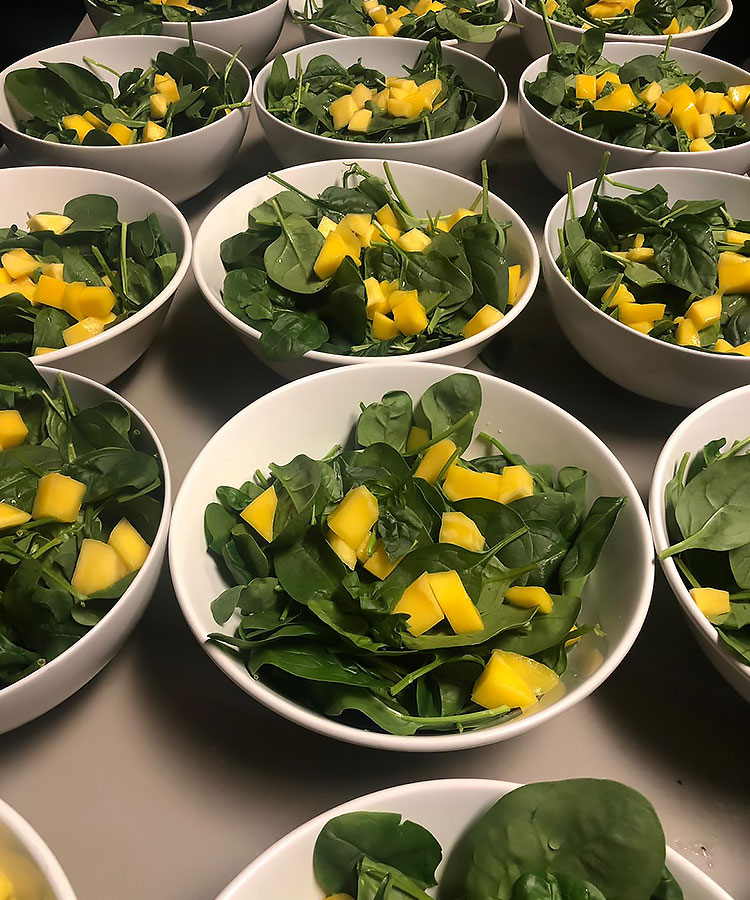 photo of salads prepared for a wedding event at White Diamond Conference Center in Calgary
