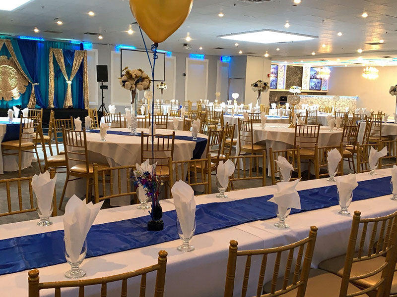 photo of a decorated wedding banquet hall in Calgary, White Diamond Conference Center