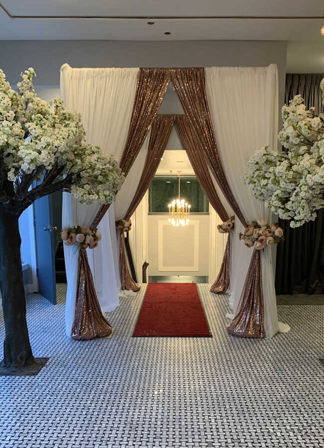 photo of a beautiful grand entrance for a wedding reception at White Diamond Conference Center in Calgary